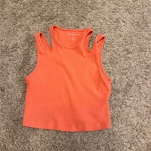 American Eagle Women's coral cropped Tank Top